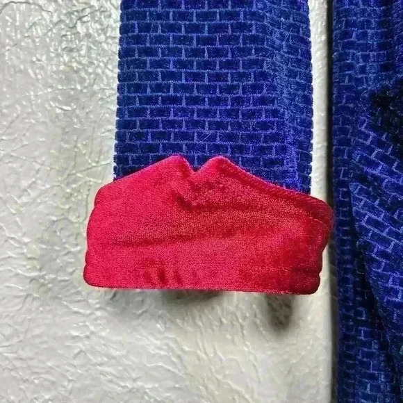 VINTAGE Ming Ying Japanese Blue Velour 1950s Mini Dress Long Sleeve Women Small - Picture 3 of 13